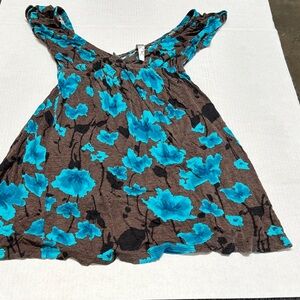 Lush Blue Floral Women's Blouse